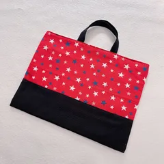 レッスンバッグ 手提げ袋 男の子 女の子 シンプル 星柄 赤