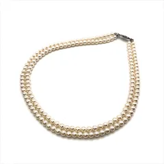 超美品 アコヤ真珠 本真珠 パール 6mm 照り抜群 2連 ホワイト ネックレス レディース アクセサリー m13641
