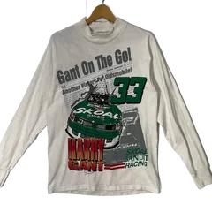 H.L.MILLER GOLD 90年代/90's vintage ヴィンテージ USA製 ハリーガント NASCAR レーシングシャツ ロンT フロント バッグ プリント M ホワイト