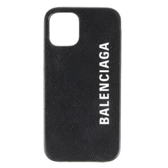 美品 BALENCIAGA バレンシアガ ロゴ カーフ スキン レザー iPhone 12mini ケース (651775) / アイフォン ブラックiPhone 12mini用のサムネイル