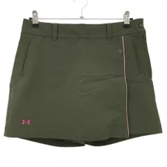 【超美品】アンダーアーマー キュロットスカート カーキ ロゴピンク レディース LG ゴルフウェア UNDER ARMOUR