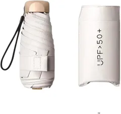 Torata UPF50+ 晴雨兼用コンパクト 折りたたみ傘 軽量 携帯用収納ケース付き 日傘 メンズ レディース 小型 UVカット 紫外線対策 晴雨兼用傘 男女兼用 ビジネスOK 通勤(ホワイト,  開いた状態：長さ55cm シェード92cm)