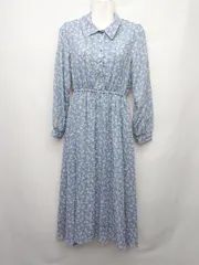 ◇ amelier MAJESTIC LEGON アメリエルマジェスティック 花柄 シャツ 長袖 膝下 ワンピース サイズM ブルー系 レディース P  【1403180007934】のサムネイル