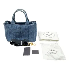 ◆◆PRADA プラダ トートバッグ カナパ 2way デニム 布袋・ギャランティーカード付 ブルー