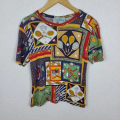 Les Copains レコパン Tシャツ 総柄 スカーフ柄 マルチカラー 40サイズ レディース 古着 Y2K ギャルのサムネイル
