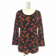 エスカーダ ESCADA Tシャツ カットソー 七分袖 クルーネック 花柄 総柄 プリント S 黒 ブラック マルチカラー /NW23のサムネイル