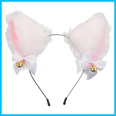 猫耳 ネコ耳 カチューシャ 鈴付き かわいい ふわふわ ヘアアクセサリー コスプレ 仮装 小物 ハロウィン クリスマス バレンタインデー 学園祭 ホワイト