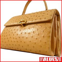 U-nus オーストリッチレザーキャメルハンドバッグ - メルカリ