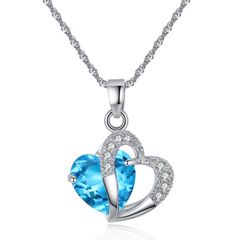 クリスタルペンダント  キュービックジルコニアのハートネックレス  鎖骨チェーン  ピンクハートペンダント  宝石のアクセサリー  ジュエリー