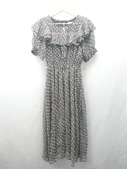 ◇ ⊂ titty&Co. ティティー&コー 花柄 フリル 半袖 ロング ワンピース サイズM ブラック レディース E  【1506130003229】のサムネイル