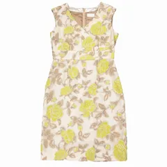 17ss Diagram  ダイアグラム グレースコンチネンタル ローズ刺繍 花柄 ワンピース ドレス 38 M イエロー レディース 【中古】