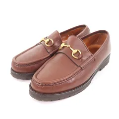 美品★GUCCI グッチ 101 6105 ホースビット レザー ローファー シューズ ブラウン ゴールド金具 6 箱・保存袋付き イタリア製 レディース