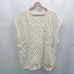 ◇ ⊇ AMERICAN HOLIC アメリカンホリック Vネック ニット ベスト サイズL アイボリー系 レディース E  【1506110008411】