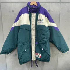FILA フィラ 中綿ジャケット スタンドカラー フルジップアップブルゾン オーバーサイズ マルチカラー ロゴ刺繍 Lサイズ オーバーサイズ ジャンパー レトロ ヴィンテージ old vintage オールド