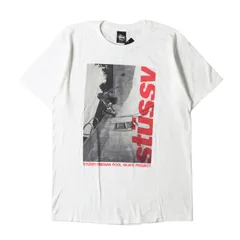 新品 STUSSY ステューシー Tシャツ サイズ:XL FINEMAN POOL SKATE PROJECT スケーター フォト プリント クルーネック 半袖Tシャツ ホワイト 白 トップス カットソー コラボ【メンズ】のサムネイル