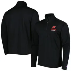 【送料無料】 チャンピオン メンズ Tシャツ トップス Men's Champion Black Wisconsin Badgers Textured Quarter-Zip Jacket Wis Black