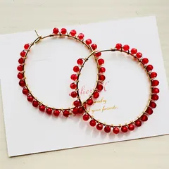 ルビーフープピアス【天然石】14KGFサージカルステンレス316L