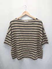 ◇ ⊂ FREAK'S STORE フリークスストア ボートネック 半袖 Tシャツ カットソー サイズF ベージュ ブラック レディース E  【1505290037051】