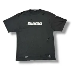 【極美品】BALENCIAGA バレンシアガ Tシャツ 2023年 デストロイ ダメージ加工 BB ロゴ オーバーサイズ 半袖 トップス ユニセックス 2 黒 最終値下げ 大人気 新品タグ付 24AW バレンシアガ デストロイ
