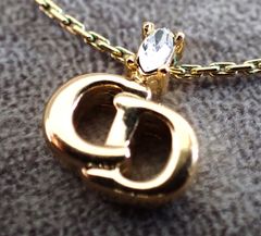 ✨ 【Christian Dior クリスチャンディオール CDロゴ ネックレス】ヴィンテージ ゴールド×ラインストーン✨