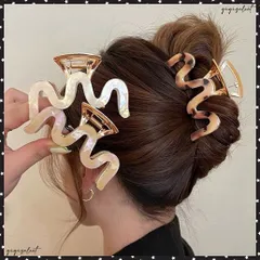 ヘアクリップ アクリルバンスクリップヘアアクセサリー レディース フェミニン きれいめ ヘアアレンジグッズ 可愛い 髪留め 大人っぽい マーブル柄 髪飾りまとめ髪便利グッズ 波線ヘアクリップ 光沢感 韓国風