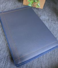 A4サイズ【キャンパスノートカバー】２冊用■Wステッチ■合皮■ネイビー