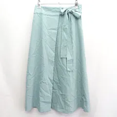 ◇ ⊇ NOBLE ノーブル リボン装飾 ロング丈 フレア スカート サイズ34 ライトブルー系 レディース E  【1409240012825】