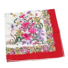【BIGお買い物ラリー★30%OFFセール中】ニナリッチ NINA RICCI スカーフフラワー 花 柄 プリント レッド ホワイト 白 ピンク系 レディース 中古 超メルカリ市☆最大30％OFFセール中】ニナリッチ NINA RICCI スカーフ