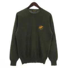 ハンティングワールド HUNTING WORLD ニット セーター 長袖 クルーネック ロゴ 刺繍 プルオーバー カシミヤ100％ 緑 グリーン M トップス ■GY99のサムネイル