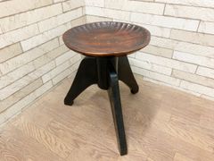 アンティーク＊ 木製の回転丸椅子＊ウッドスツール＊昭和レトロ＊花台