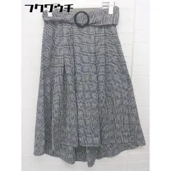 ◇ ◎ any FAM エニィファム ウエストベルト付き チェック 膝下丈 フレア スカート サイズ1 ブラック レディース 【中古】 【1106010001545】