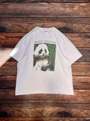 【 1993年 USA製 】ジャイアントパンダ　アニマルTシャツ　Hanes　シングルステッチ　白　XXL