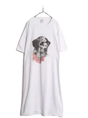 【お得なクーポン配布中!】 90s USA製 ドッグ イラスト プリント ビッグ Tシャツ レディース XXL 程 90年代 オールド アート 犬 アニマル シングルステッチ ワンピース