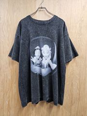 【US古着】Disney Princess Parody T-Shirt | ディズニー プリンセス パロディ エルサ ジャスミン セルフィー プリント キャラクター 半袖 Tシャツ ウォッシュ加工 グレー