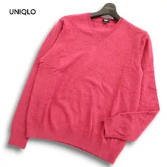 UNIQLO ユニクロ 秋冬 高級 カシミヤ100%★ Vネック セーター ニット Sz.L メンズ ピンク
