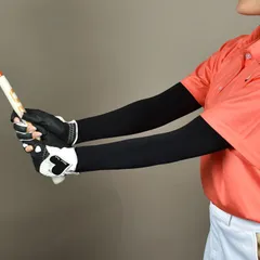 新品 UPF50+アイスシルク素材指穴付きアームカバー/ブラック(CG-AB50601)ゴルフウェア レディース UVアームカバー uvカット 日焼け防止 速乾 ひんやり ドライ ストレッチ ラッシュガード 指抜き サムホール アウトドア プレゼント ギフト