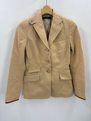Ralph Lauren ラルフローレン テーラードジャケット 7号 ベージュ 本革パイピング 日本製