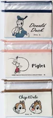 【456円ショップ】　ディズニー　Ｗファスナー ケース　Ｂ６　３種類　ドナルドダック　ピグレット　チップ＆デール