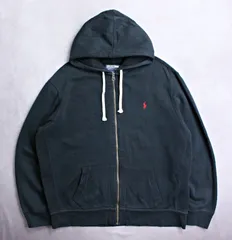 【Polo by Ralph Lauren】90s～00s ポロラルフローレン スウェットパーカー フード裏サーマル サイドリブ ブラック ビッグサイズ XXL
