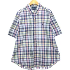 古着 ラルフローレン Ralph Lauren CLASSIC FIT クラシックフィット 半袖 ボタンダウン チェックシャツ メンズXL相当/eaa555106