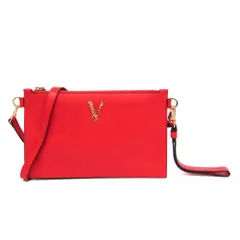 ヴェルサーチェ(Versace) ヴィルトゥス レディース レザー ショルダーバッグ レッドのサムネイル