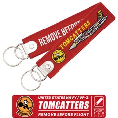 アメリカ海軍 F-14 トムキャット VFA-31 トムキャッターズ タグ キーホルダー REMOVE BEFORE FLIGHT 第31攻撃飛行隊 US NAVY F14 戦闘機 米軍 海軍  TOPGUN 航空 ミリタリー フライトタグ グッズ アイテム
