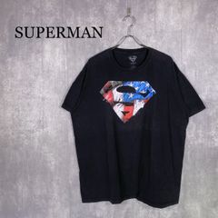 US規格】希少 スーパーマン スケルトン プリント Tシャツ ブラック 黒 