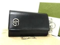 ■極美品■ GUCCI グッチ 435305 0416 GGマーモント レザー シルバー金具 6連 キーケース 鍵入れ ブラック系 FE4216