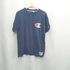 ◇ Θ Champion チャンピオン ロゴ入り 長袖 長袖Ｔシャツ サイズL ネイビー系 メンズ E  【1505220008281】