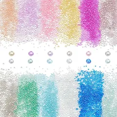 PH PandaHall 約8640個 ガラスビーズ 穴なし レジン デコパーツ レジン封入 小さな 光沢 丸玉 ネイルアートパーツ パール アートパーツビーズ ハンドメイド アクセサリーパーツ 装飾ボールアート用 0.4～3mm(12色)