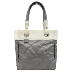 シャネル CHANEL パリビアリッツ トートバッグ レザー/キャンバス シルバー/ホワイト 11番台 中古 新入荷 CH1085
