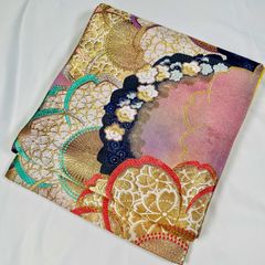 振袖用袋帯　正絹　美品　桜模様織り出し