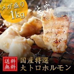 メガ盛り 1kg 国産 大トロホルモン（小腸）送料無料  国産牛 ホルモン 小腸 もつ鍋 BBQ 焼肉 もつ煮込み モツ バーベキュー