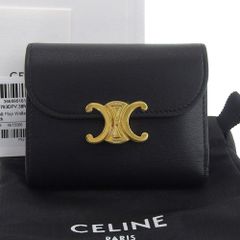 【本物保証】 箱・布袋付 超美品 セリーヌ CELINE トリオンフ スモールフラップウォレット 10D783DPV.38NO 三つ折り財布 シャイニーカーフ
